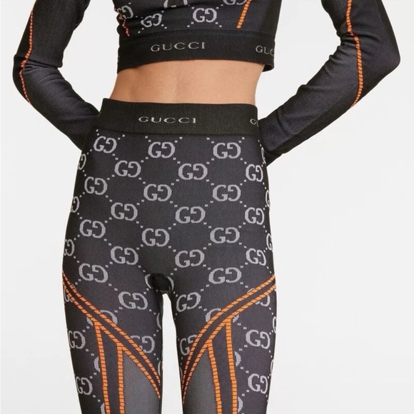 Gucci logos stretch set jacket 482 & leggings $482 each super stretchy new M. - Picture 3 of 14